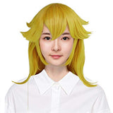 Super Mari Princess Peach Wig Long Wavy Yellow Cosplay Wig Halloween