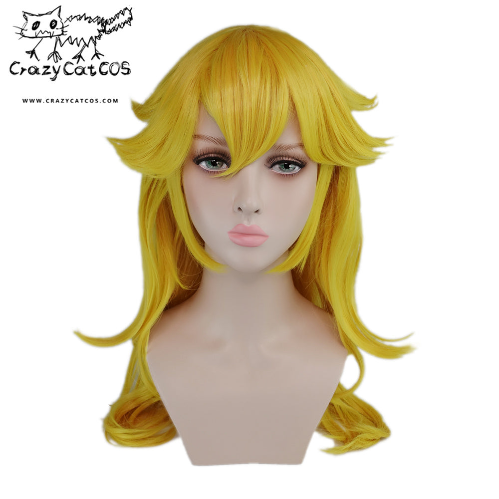 CrazyCatCos Princess Peach Cosplay Wig Gold Hair Super Mario Halloween Costume Wig