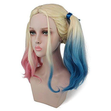 CrazyCatCos Harley Quinn Cosplay Wig Double Color Hair The Batman Halloween Costume Wig