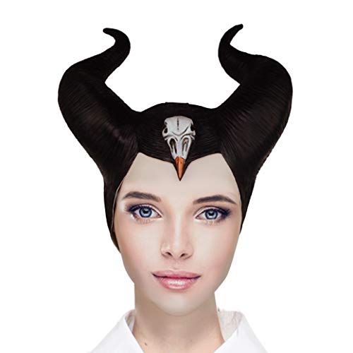 Mistress of Evil Mask Black Latex Mask With Horns For Women Halloween Costume Accessory