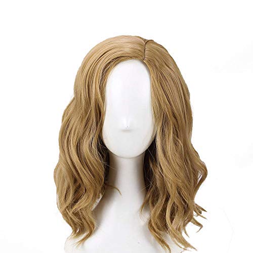 Captain Marvel Cosplay Wigs Carol Danvers Hairs Beige Golden Short Curly Wave for Women