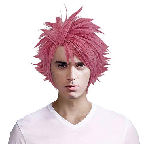 Natsu Dragneel Wig Short Pink Cosplay Wig Halloween Costume Wig