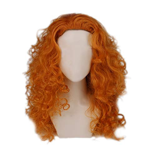Princess Merida Cosplay Wig Orange Curly Wig Brave Halloween Costume Wig