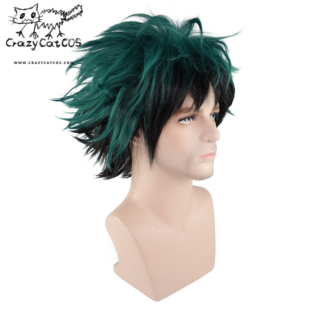 CrazyCatCos Izuku Midoriya Cosplay Wig Dark Green Short Hair My Hero Academia Halloween Costume Wig