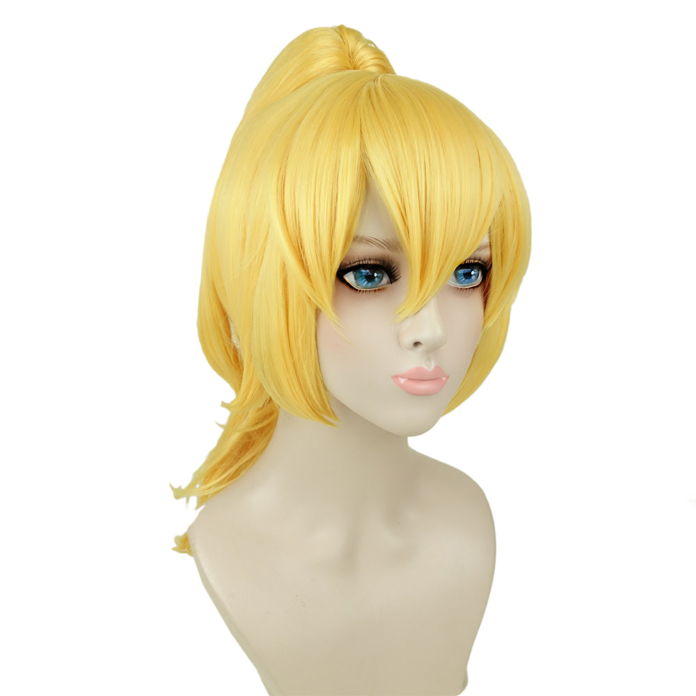 Super Mario Bowsette Cosplay Wig Yellow Hair Halloween Costume