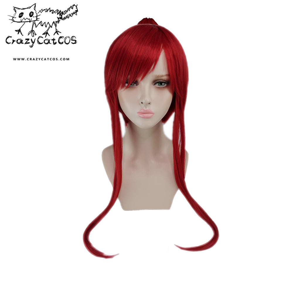 CrazyCatCos Erza Scarlet Cosplay Wig Red Hair Fairy Tail Halloween Costume Wig