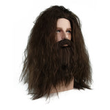 Rubeus Hagrid Wig Long Curly Brown Hair and Beard Halloween Cosplay Wig