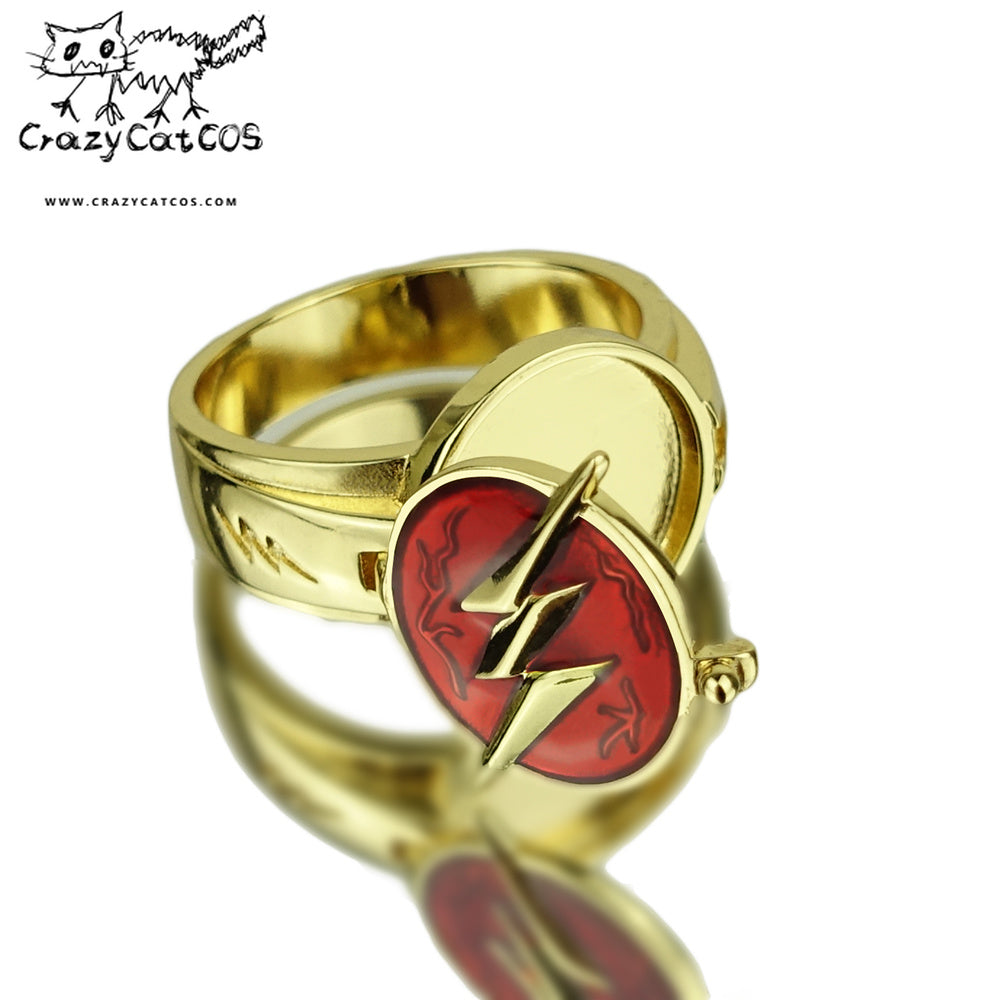 CrazyCatCos The Flah Ring Cosplay Ring Lightning Logo Prop Alloy Ring